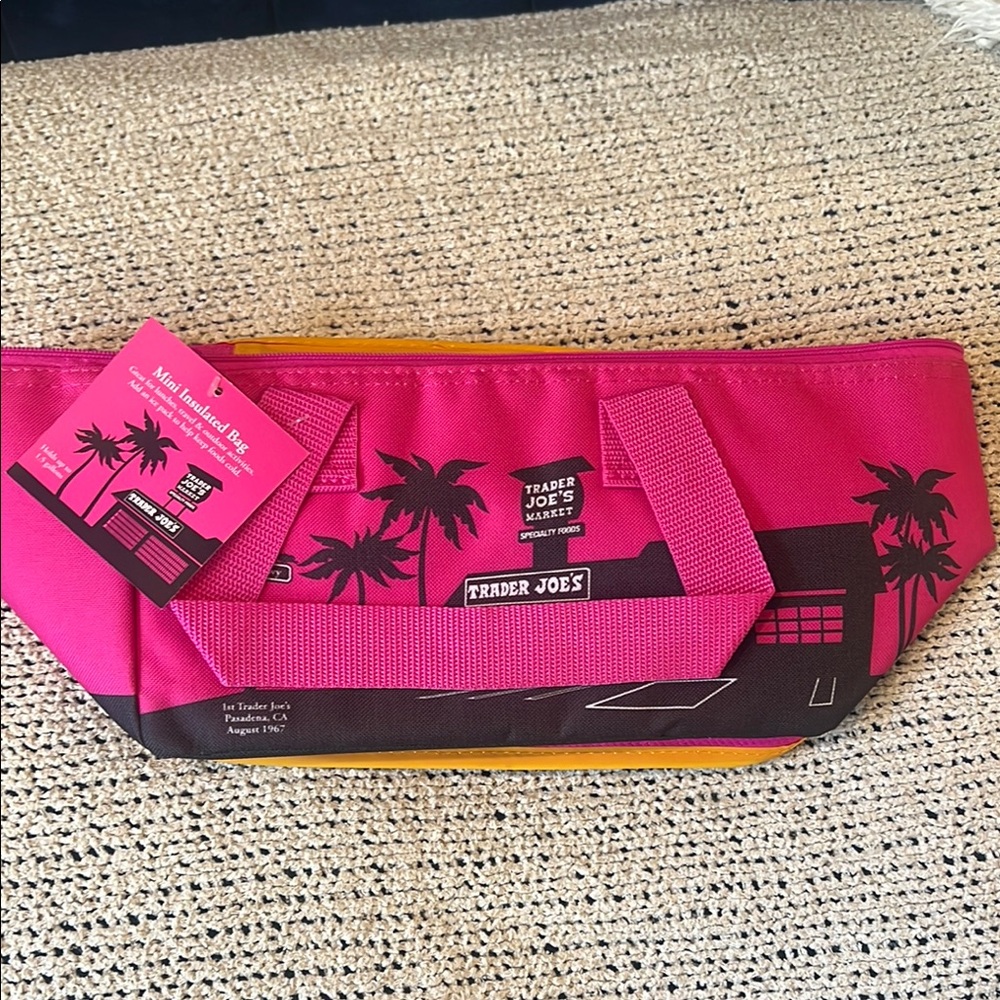 Trader Joe's Pink and Yellow Tote Bag